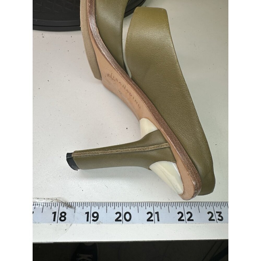 VTG Lisa Nading Green Leather Open Toe Heel Sandals Sz 36 / 6 US - Picture 11 of 12